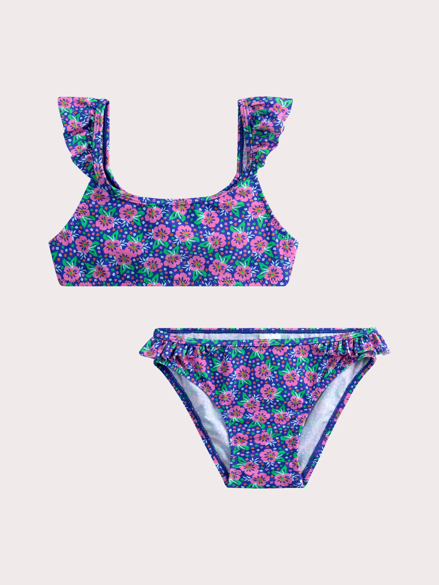 Maillot De Bain 2 Pieces Bleu Imprimé Fleuri Pour - Fille - Du Pareil Au Même