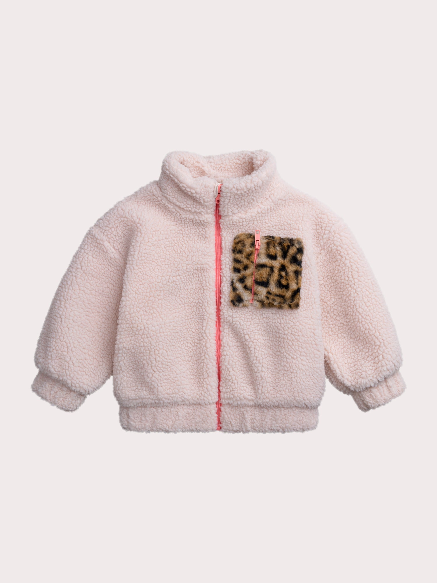 Veste effet mouton avec poche léopard
