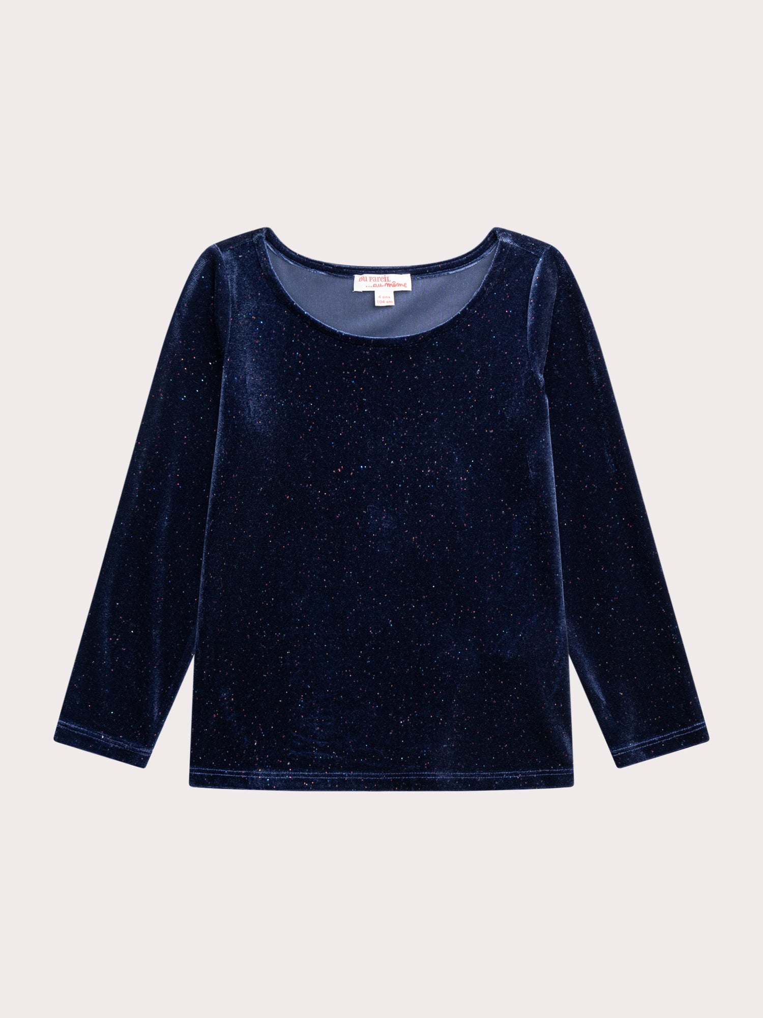 T-shirt Manches Longues Bleu Marine En Velours Pailleté - 4 ans - Fille - Du Pareil Au Même