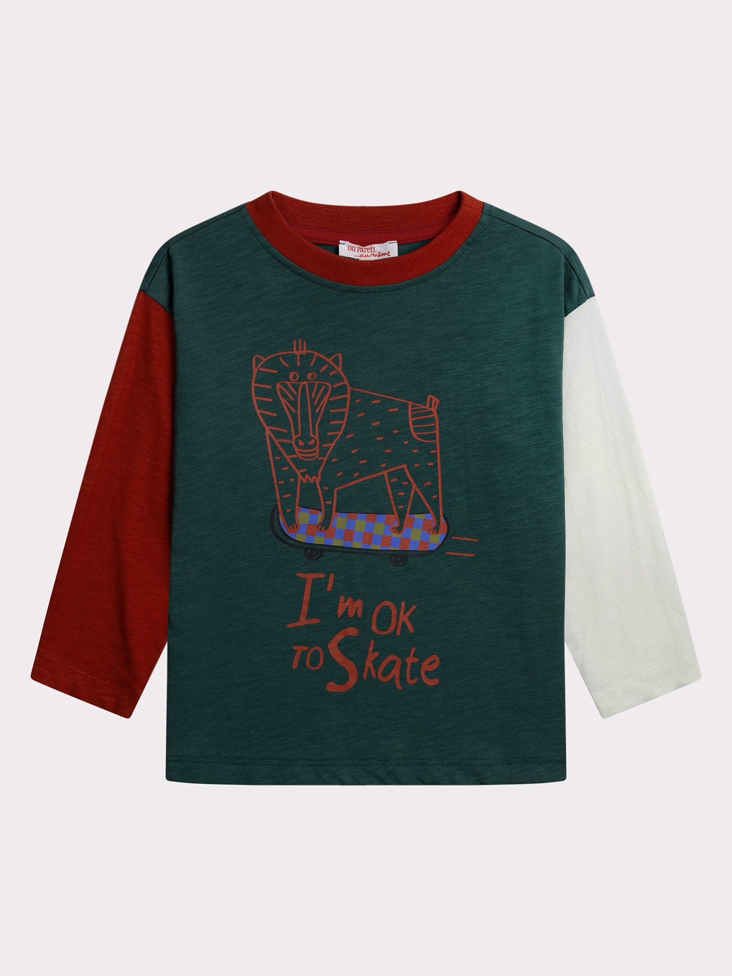 T-shirt Manches Longues Animé Avec Manches Contrastées - 3 ans - Garçon - Du Pareil Au Même