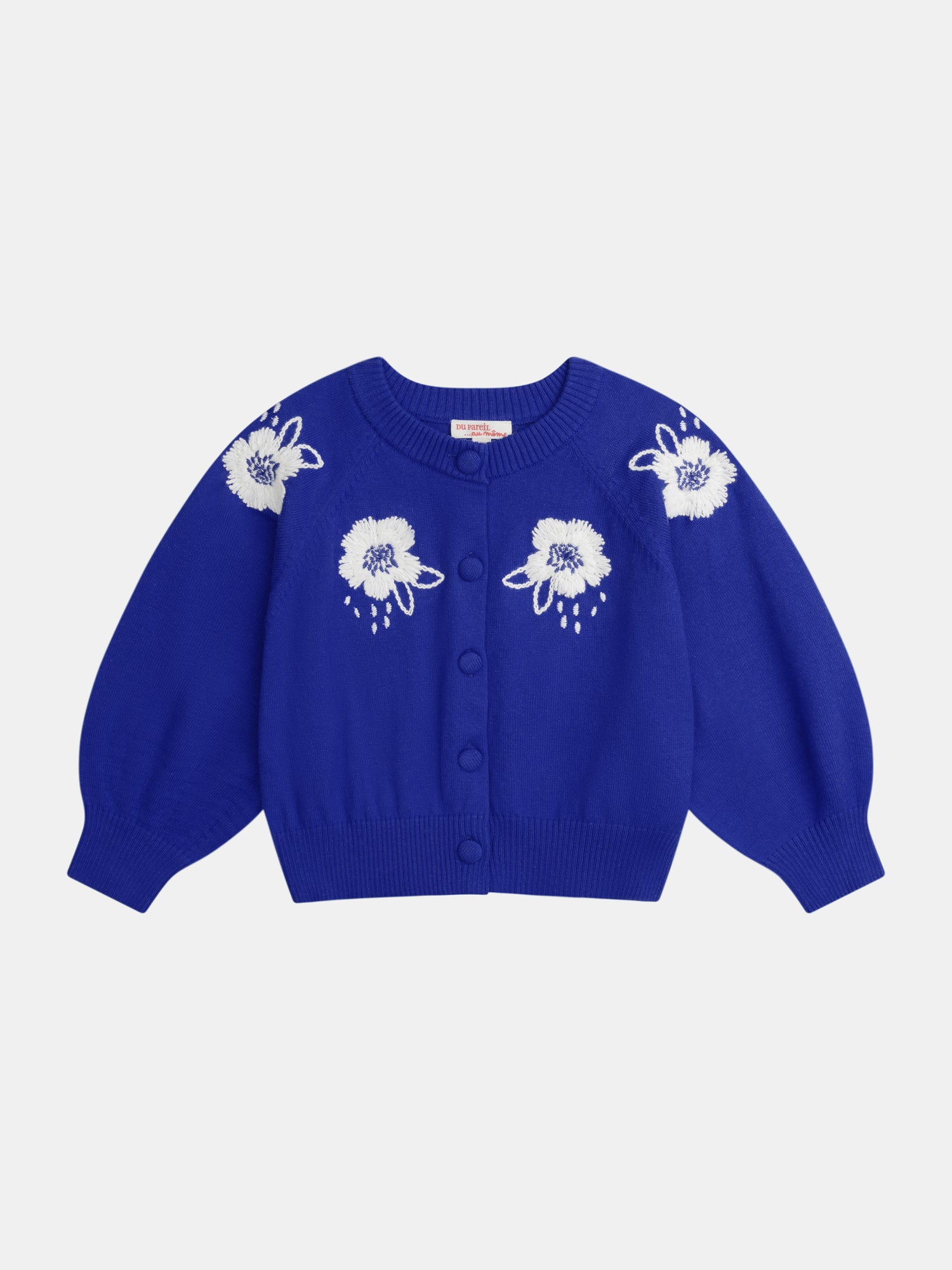 Cardigan Bleu À Broderie Fleurs Pour - Fille - Du Pareil Au Même
