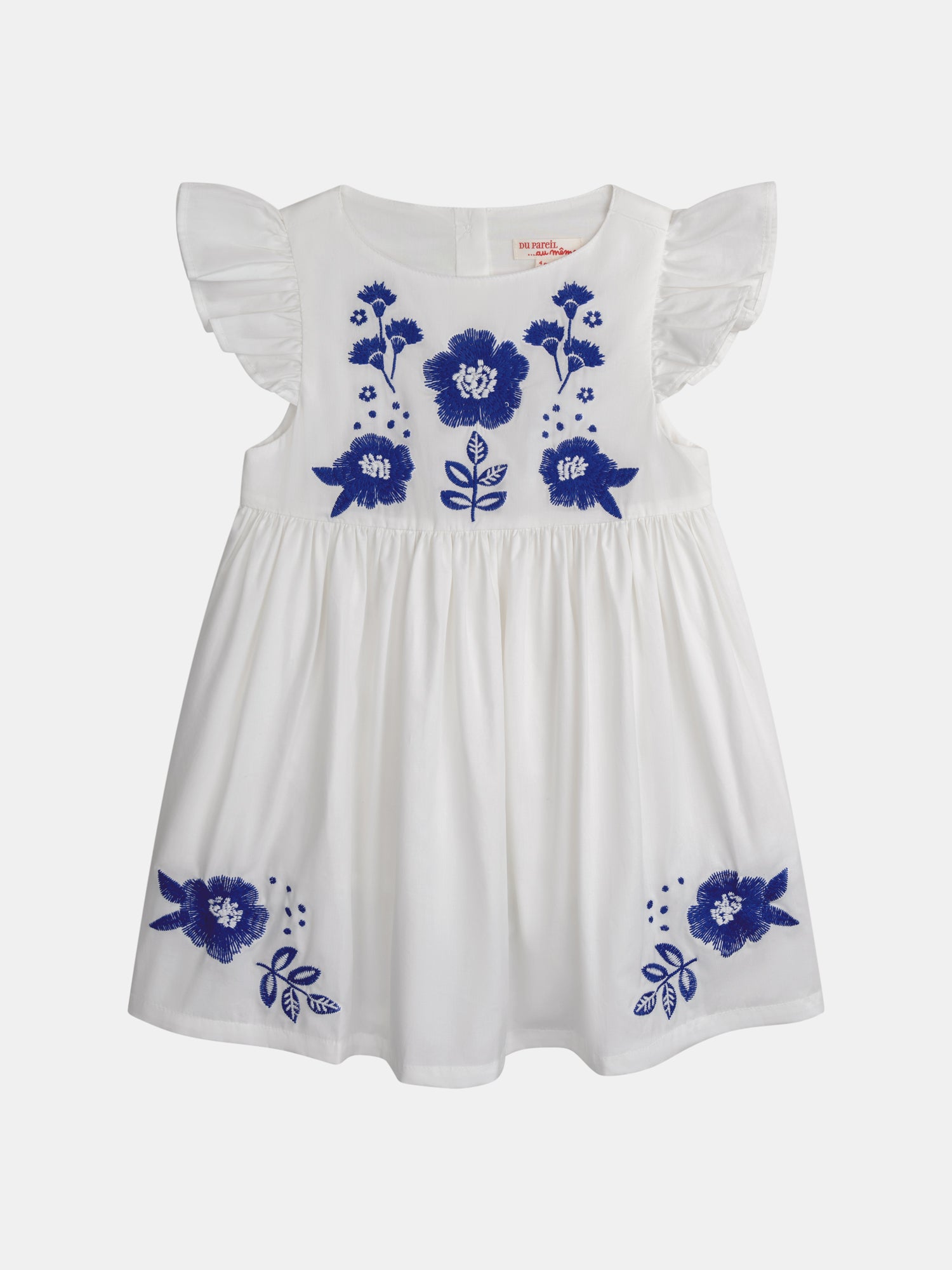 Robe Blanc Cassé À Broderie Fleurs Pour - Fille - Du Pareil Au Même