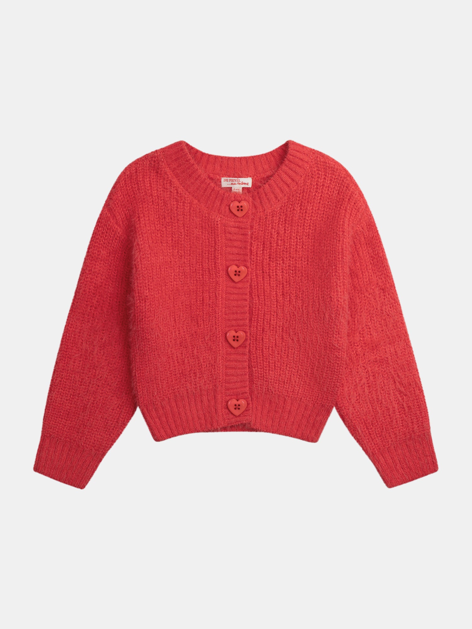Cardigan Rouge Boutons Cœur Pour - Fille - Du Pareil Au Même