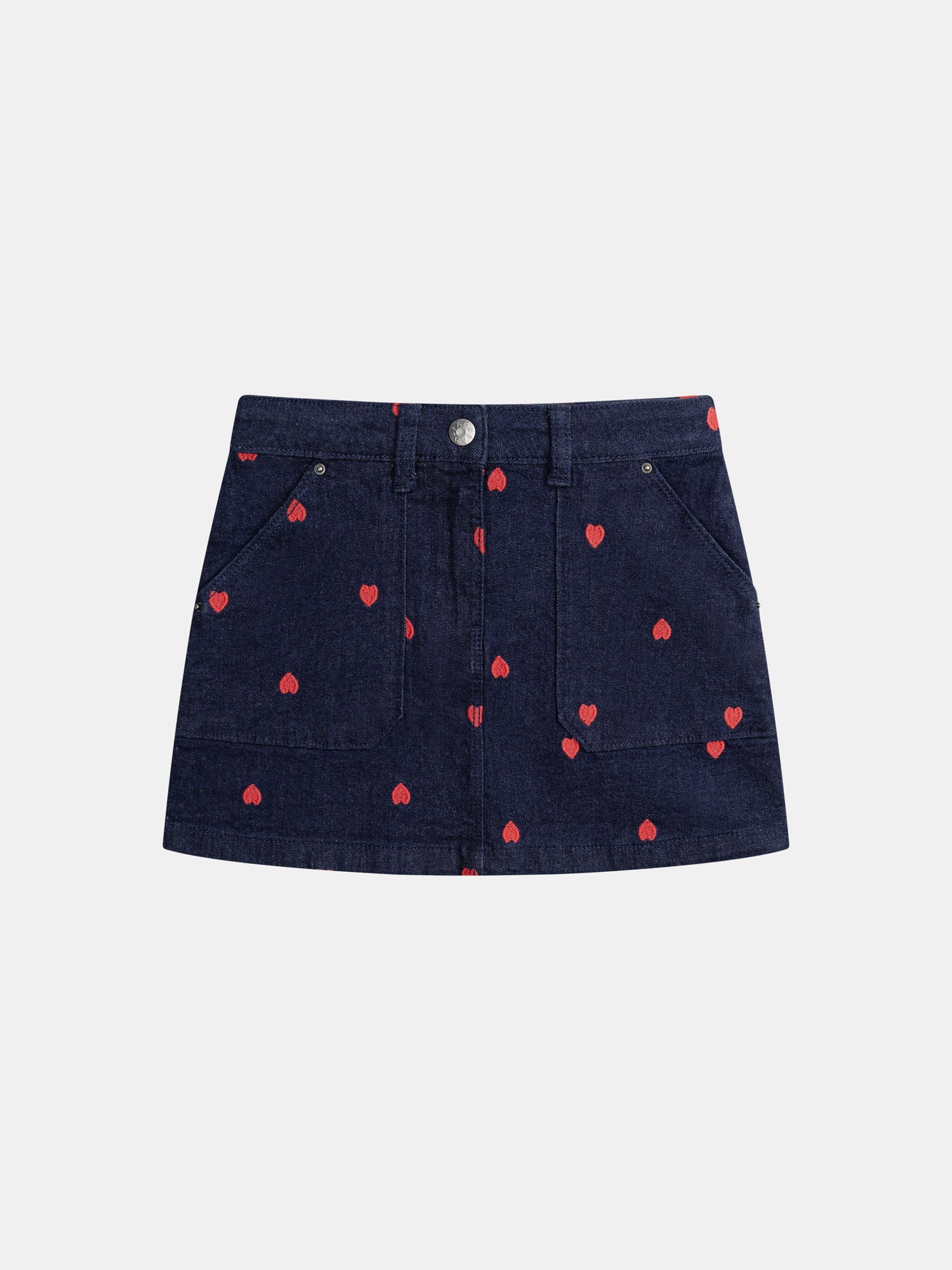 Jupe Bleu En Denim Et Broderies Cœur Pour - Fille - Du Pareil Au Même