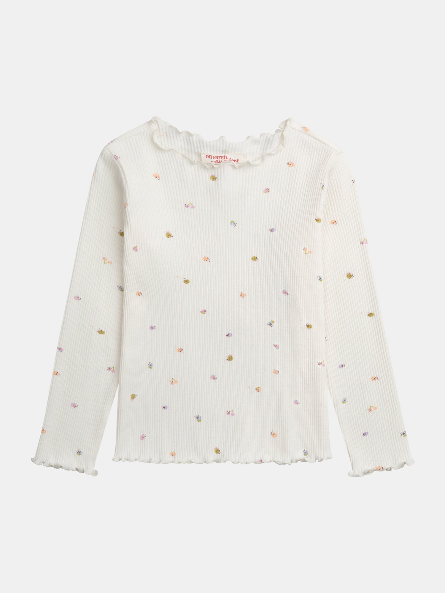 T-shirt À Côte Manches Longues Écru Imprimé Fruits Pour - Fille - Du Pareil Au Même