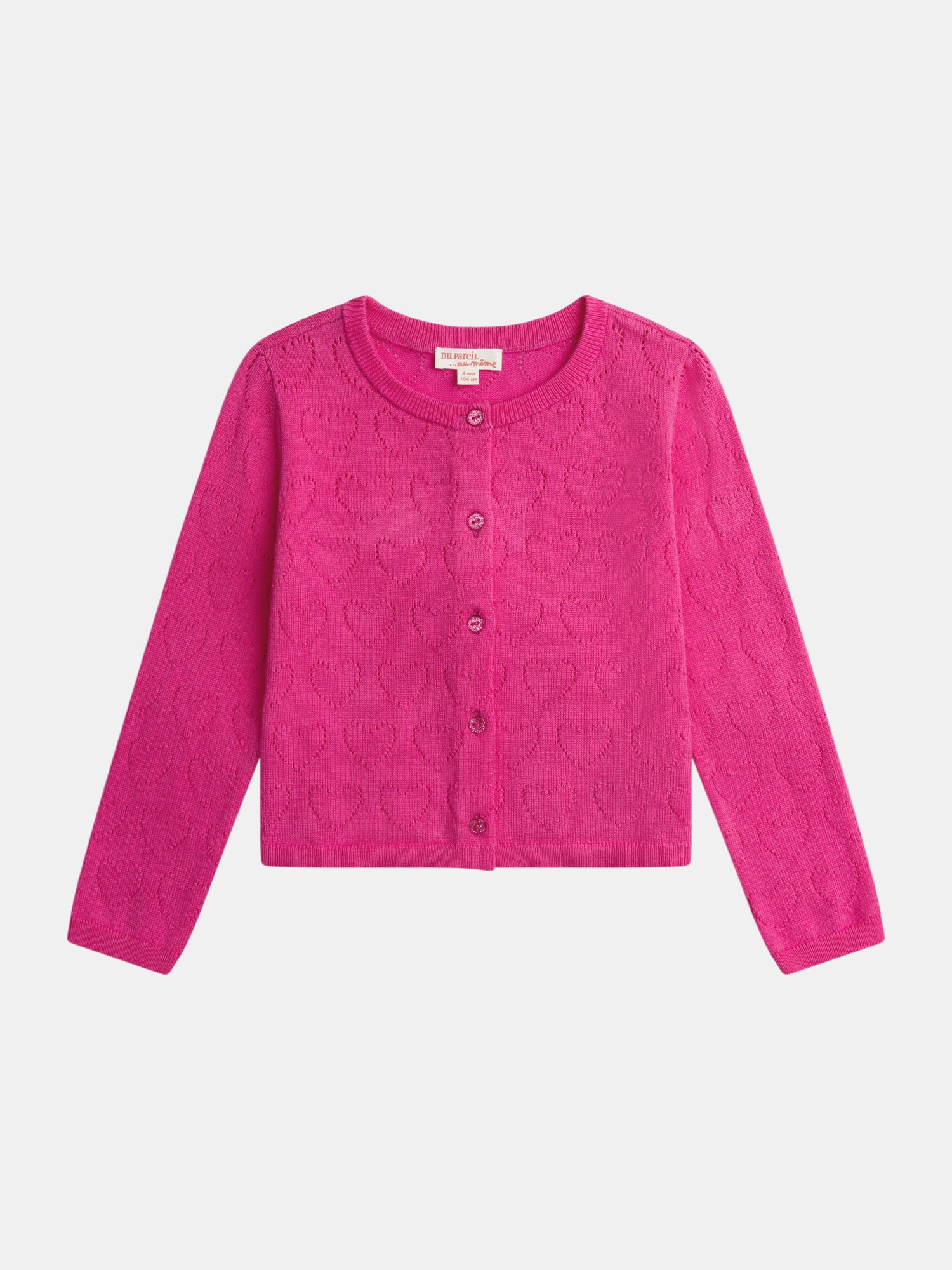 Cardigan Rose En Pointelle Coeur Pour - Fille - Du Pareil Au Même
