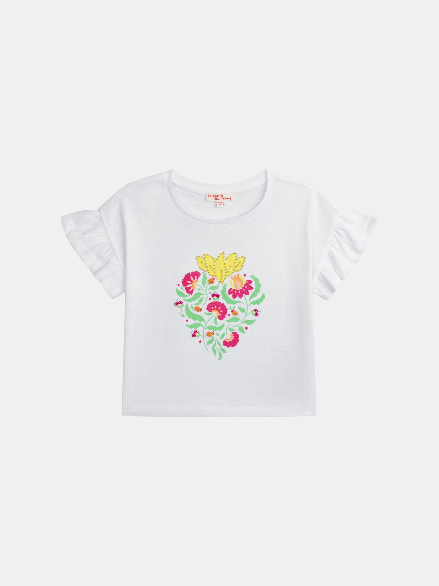 T-shirt Blanc Animation Coeur Pour - Fille - Du Pareil Au Même