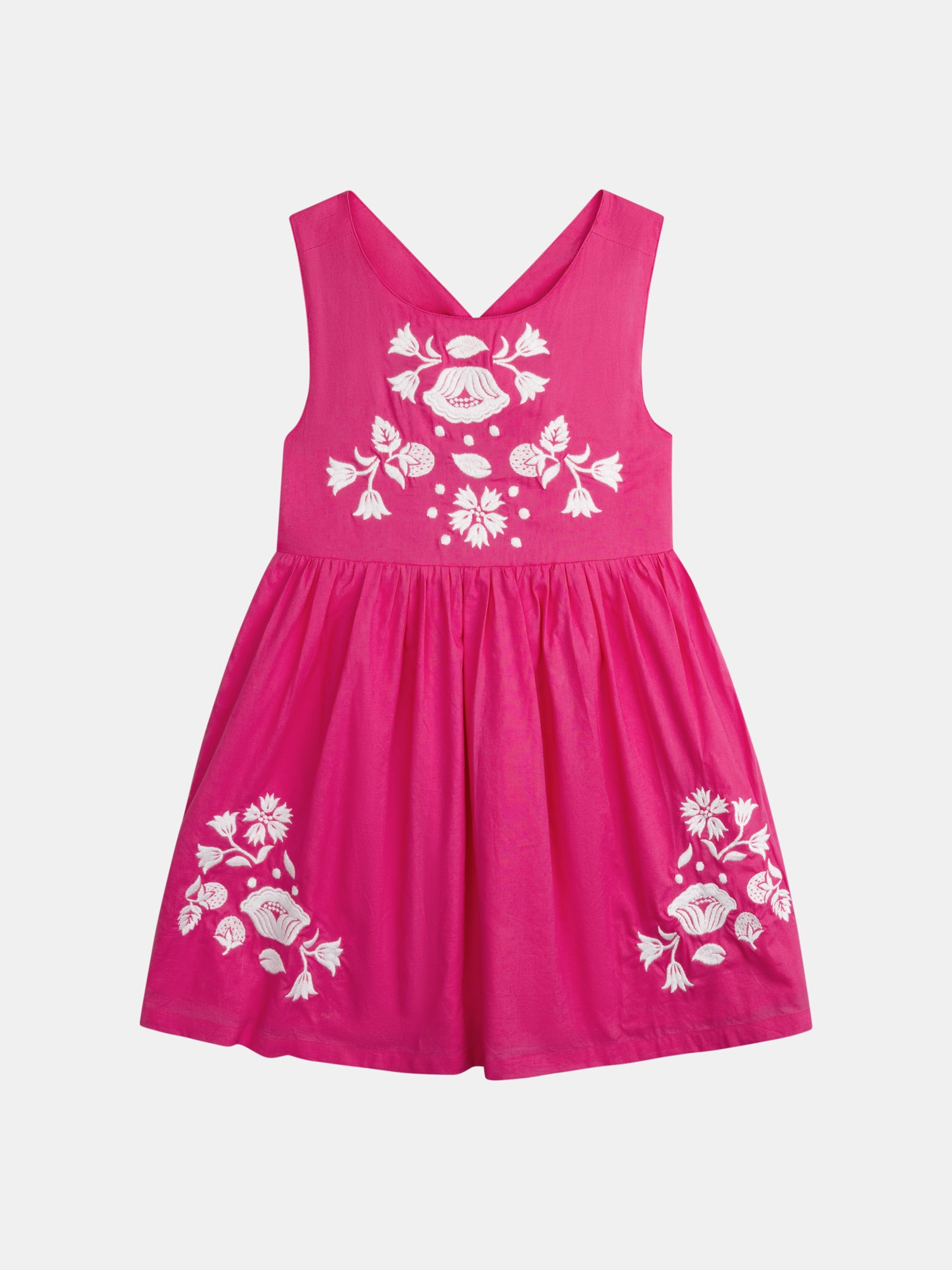 Robe Rose À Broderies Florales Pour - Fille - Du Pareil Au Même
