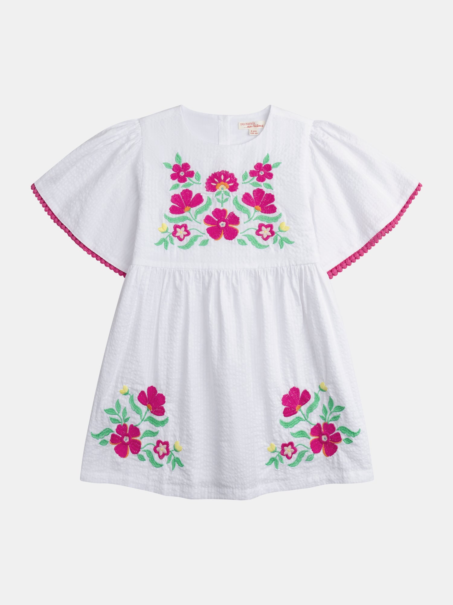 Robe Blanche À Broderies Florales Pour - Fille - Du Pareil Au Même