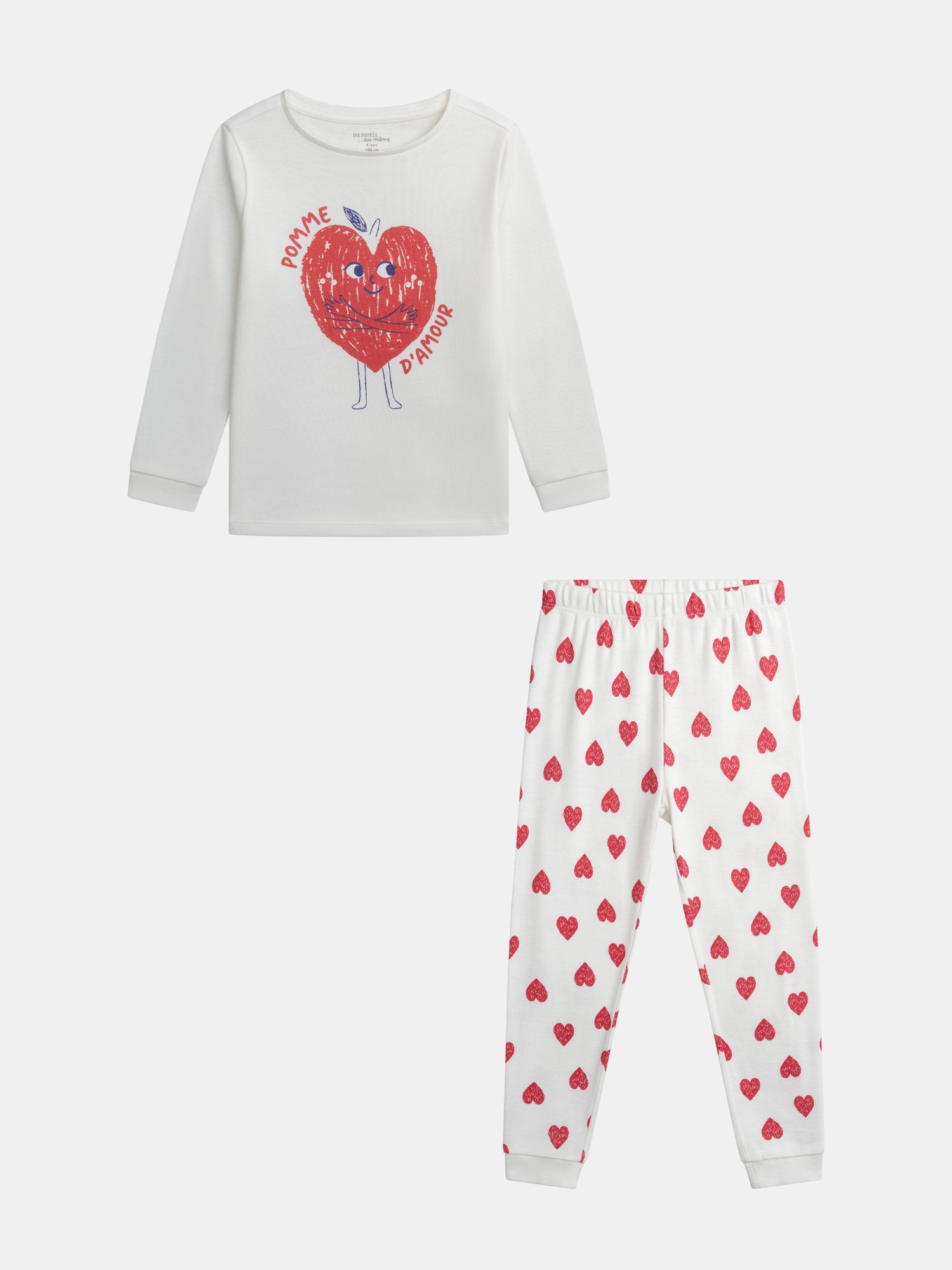 Pyjama Écru À Motif Pomme D'amour Pour - Fille - Du Pareil Au Même