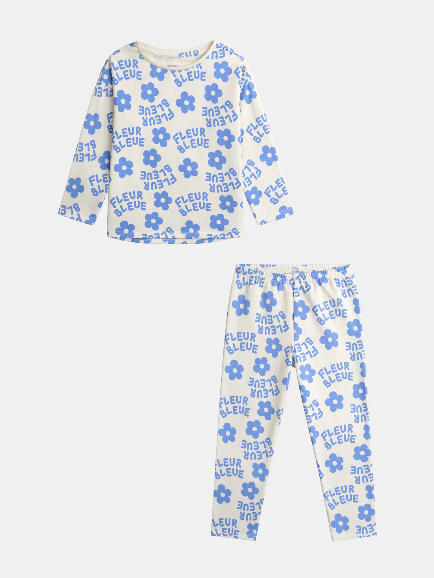 Pyjama Écru Imprimé All-over Fleuri Bleu Pour - Fille - Du Pareil Au Même