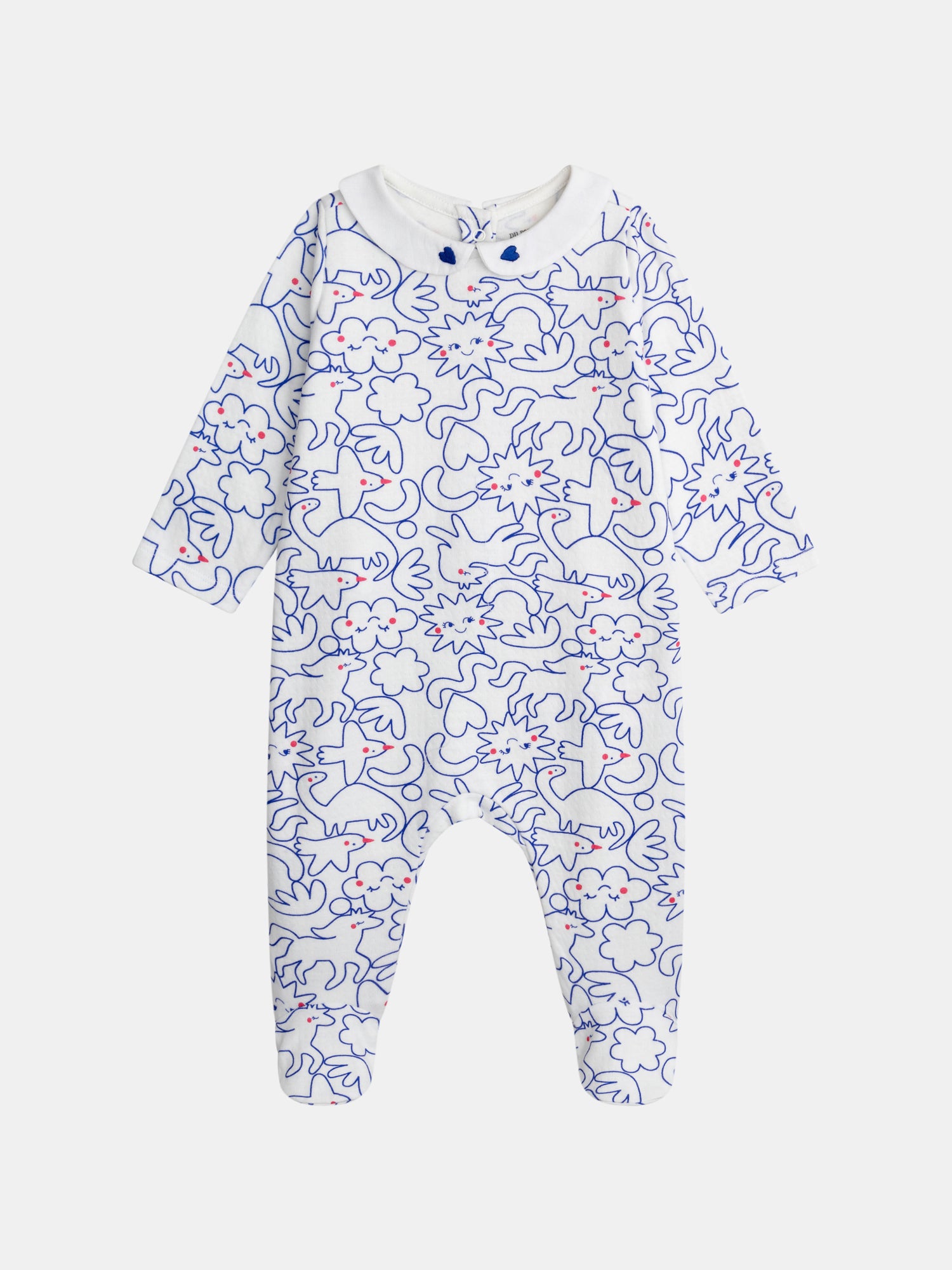 Grenouillère Écrue Col Claudine Avec Imprimé Intégral "dream" Bleu Pour pour Bébé - Fille - Du Pareil Au Même