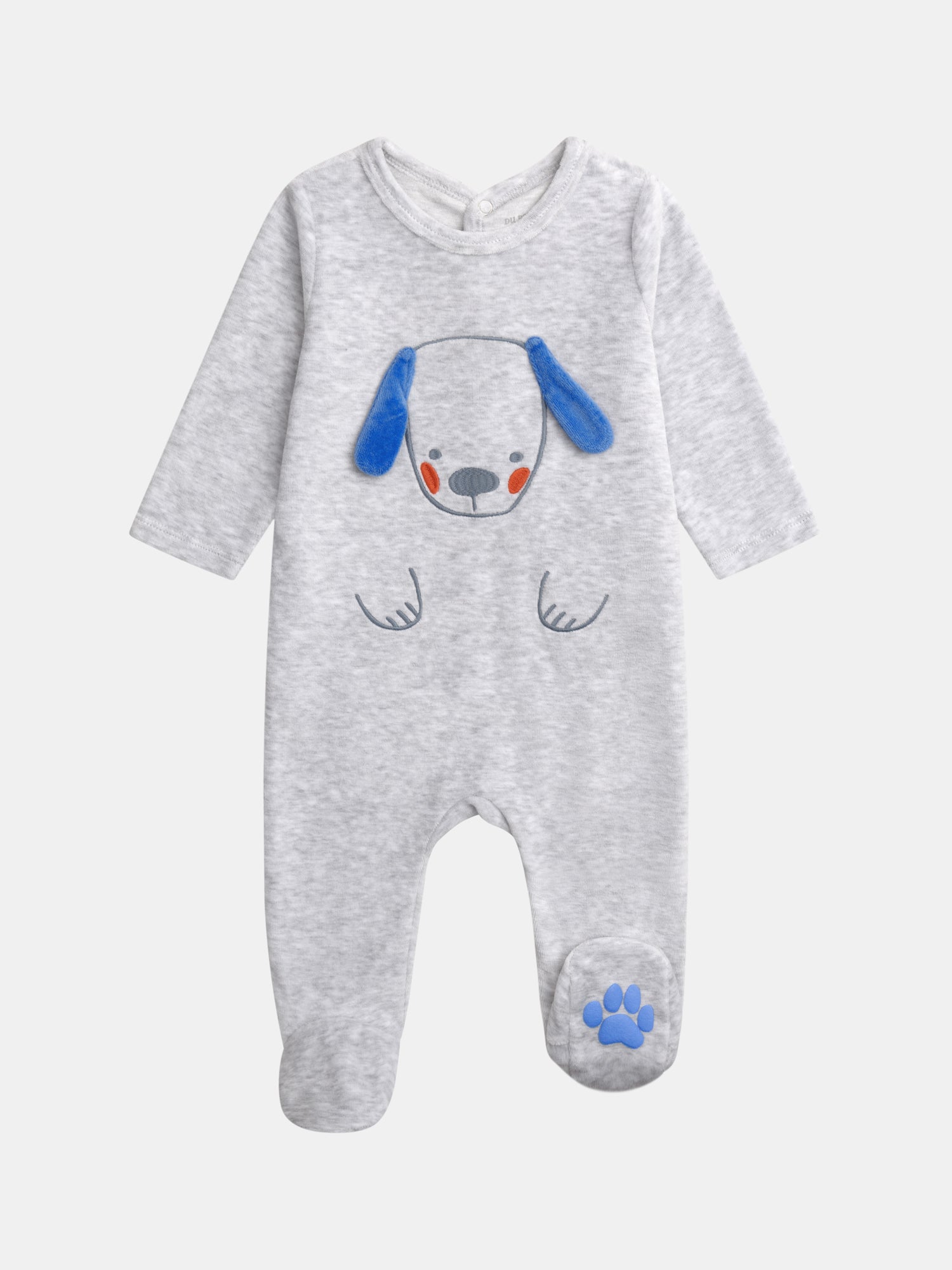 Grenouillère Grise Chiné À Motif Chien Pour pour Bébé - Garçon - Du Pareil Au Même