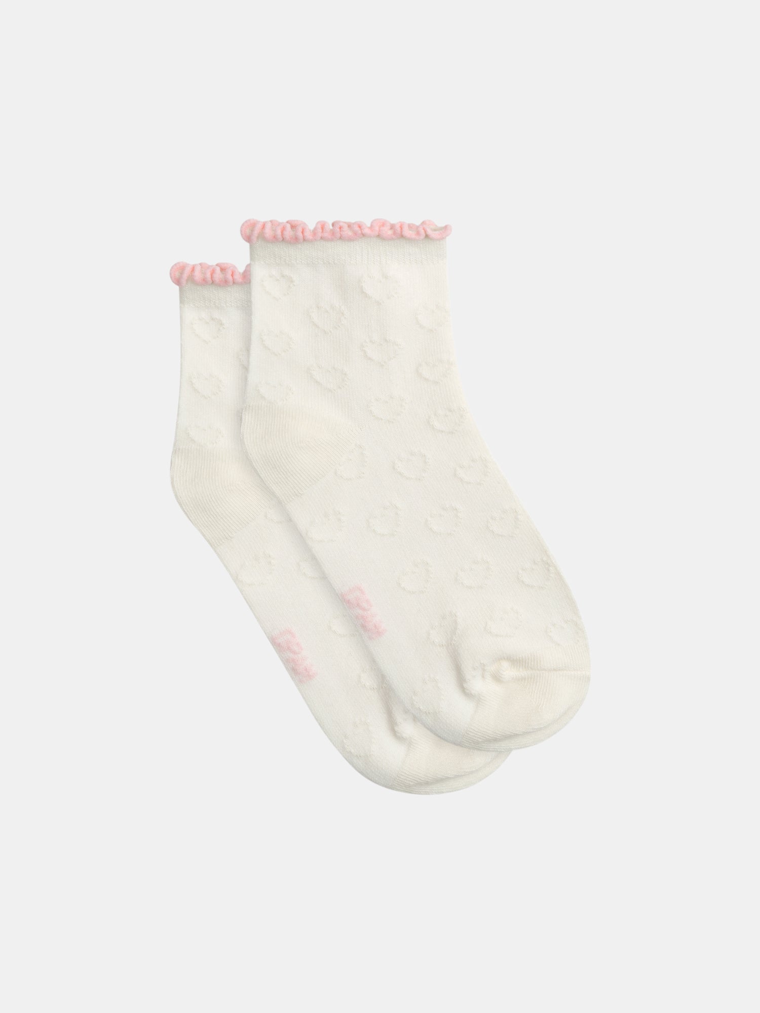 Socquettes Écrues À Motifs Coeurs Pour - Filles - Du Pareil Au Même