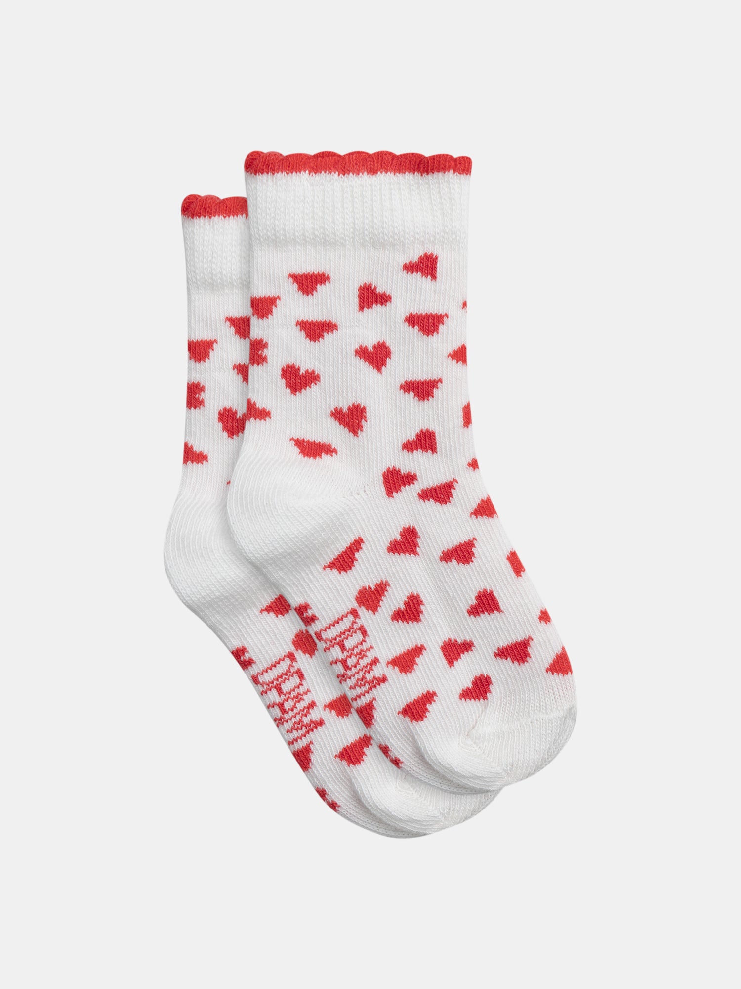 Chaussettes Écru À Cœurs Rouges Pour - Fille - Du Pareil Au Même