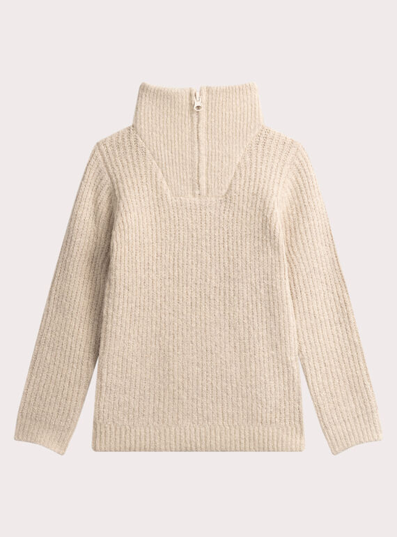 Pull col camionneur beige pour garçon VOBAPUL / 24W902Q1PULA011