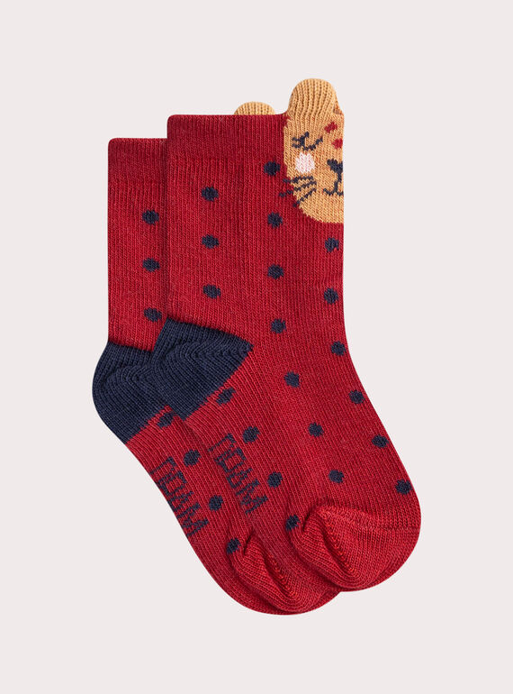 Chaussettes rouges animées pour bébé fille  VYIKOSOCK / 24WI09G3SOQ511