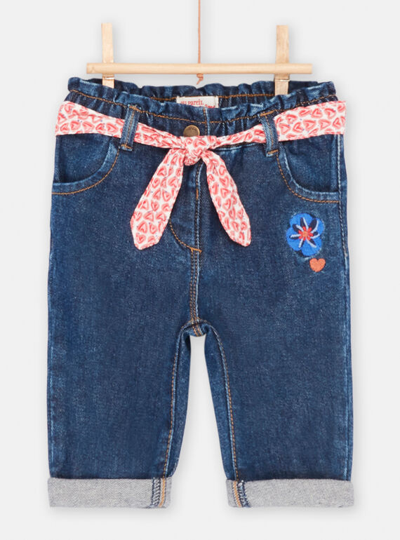 Jean bleu à ceinture bébé fille SIFORJEAN / 23WG09K1JEAK005