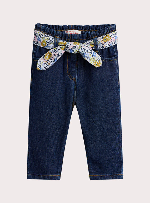 Jean foncé avec ceinture pour bébé fille VIGAJEAN / 24WG0911JEAK005