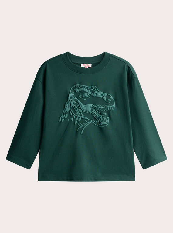 T-shirt vert pin animation dino pour garçon VOJOTI1 / 24W902I3TMLG633