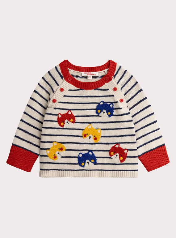 Pull rayé à animation renard pour bébé garçon VUROPUL / 24WG10P1PUL808