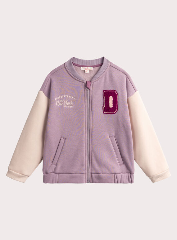 Haut de jogging lilas doublé chaud pour fille VAJOHAUJOG2 / 24W901G1JGH320