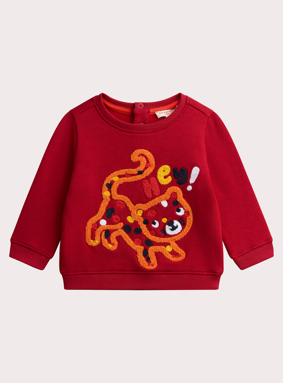 Sweat rouge à animation tigre pour bébé garçon VUKOSWE / 24WG1031SWEF508