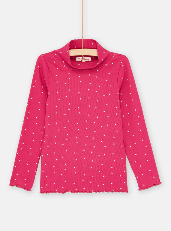 Sous-pull rose pétunia à imprimé à pois pour fille SAJOSOUP4 / 23W901N7SPL310