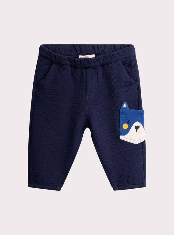 Pantalon bleu minuit en molleton pour bébé garçon VUROPAN2 / 24WG10P1PAN707