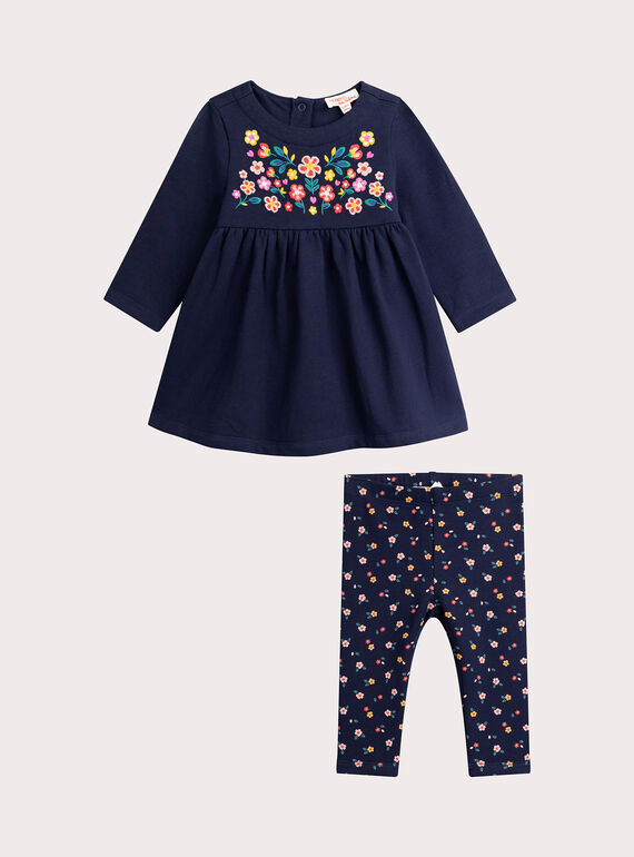 Ensemble tunique et legging bleu minuit pour bébé fille VIROENS / 24WG09P1ENS070