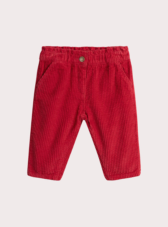 Pantalon rouge en velours pour bébé fille VIROPAN1 / 24WG09P1PANF505