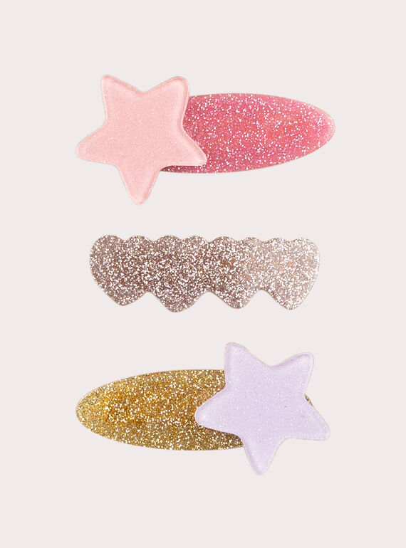 Lot de 3 barrettes étoiles et coeurs paillettés pour fille  VYAJOCLIC5 / 24WI01L8BRT030