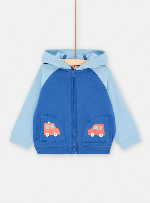 Gilet bleu à motifs voitures et tête d'animal pour bébé garçon SUFORGIL / 23WG10K1GIL219