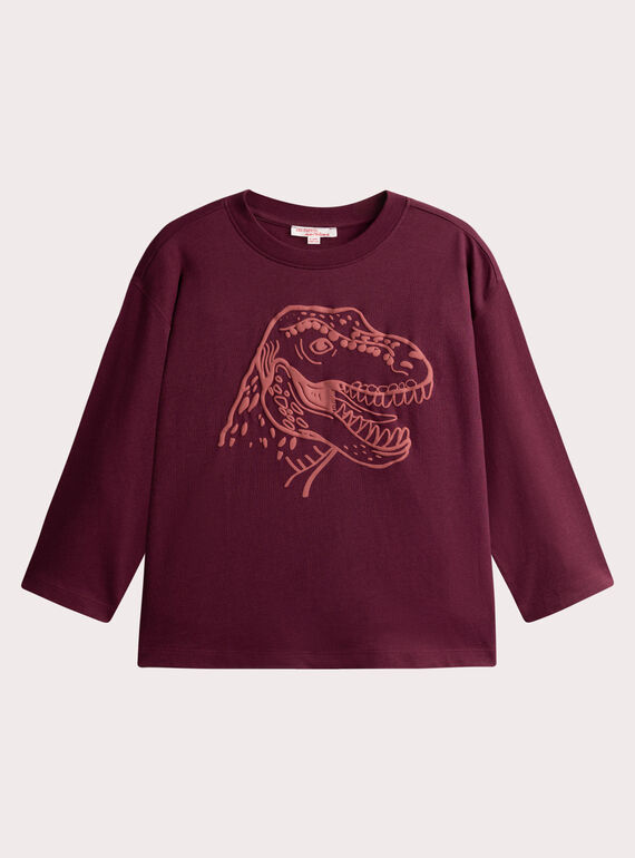 T-shirt bordeaux animation dino pour garçon VOJOTI2 / 24W902I5TML503