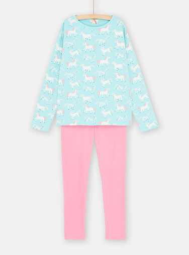 Ensemble pyjama bébé fille motif licorne saumon (9 mois-3 ans)