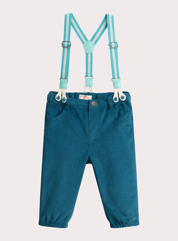 Pantalon turquoise foncé à bretelles pour bébé garçon VUKLIPAN2 / 24WG1041PANC242