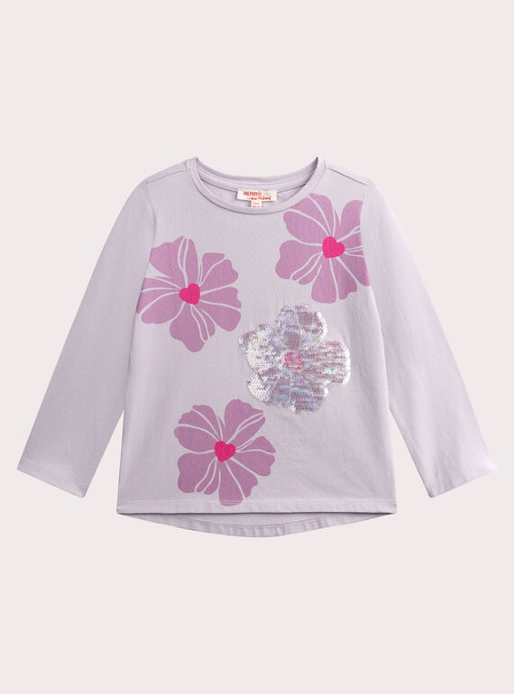 T-shirt lilas imprimé fleuri pour fille VAJOYTEE6 / 24W901I3TMLH700