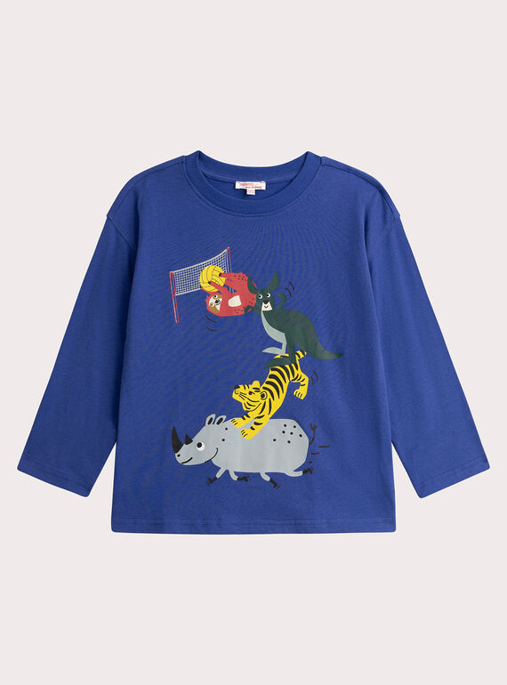 T-shirt bleu éléctrique animation animaux pour garçon VOROTEE4 / 24W902P3TML217