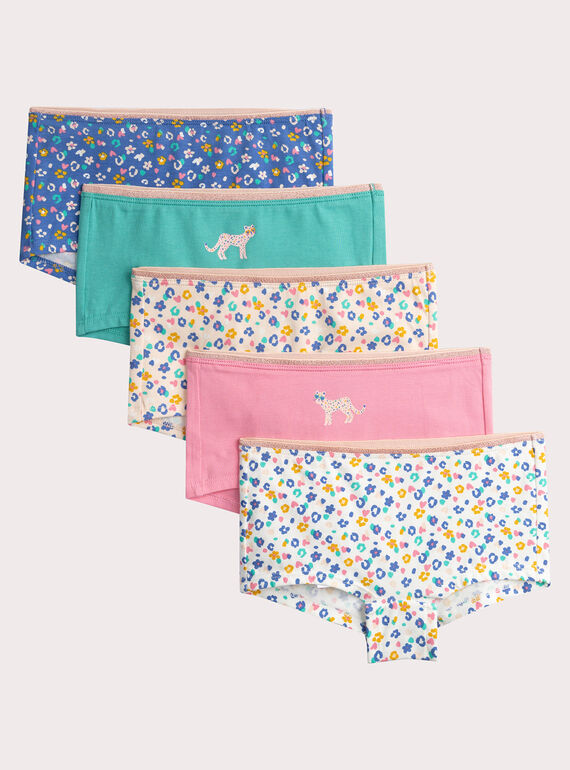 Lot de 5 shorty fantaisies pour fille  VEFAHOTSEM1 / 24WH1184SHY001