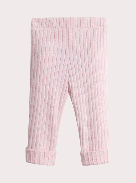 Legging rose chinée en côte pour bébé fille VYIJOLEGCO2 / 24WI09G1CALD314