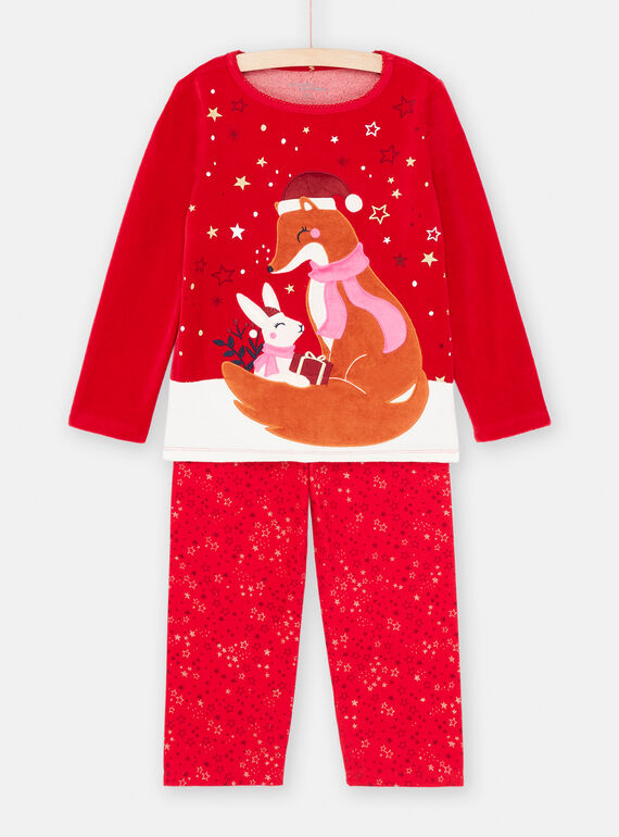 Ensemble pyjama 3 pièces de Noël rouge bébé fille