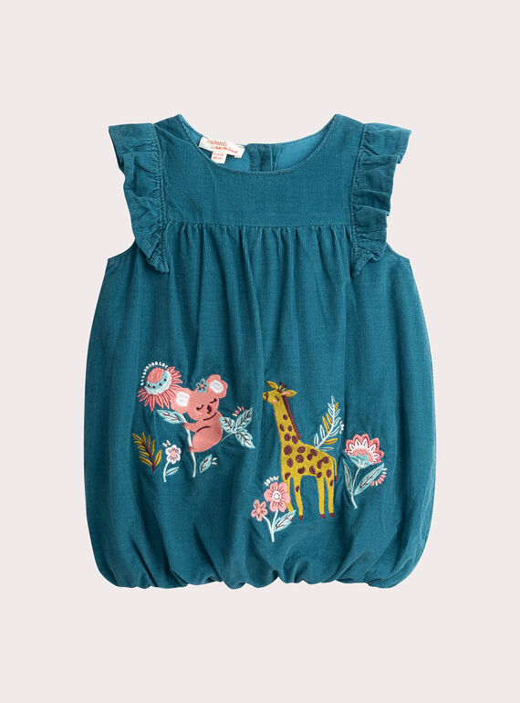 Robe turquoise foncé en velours pour bébé fille VIKLIROB2 / 24WG0941ROBC217