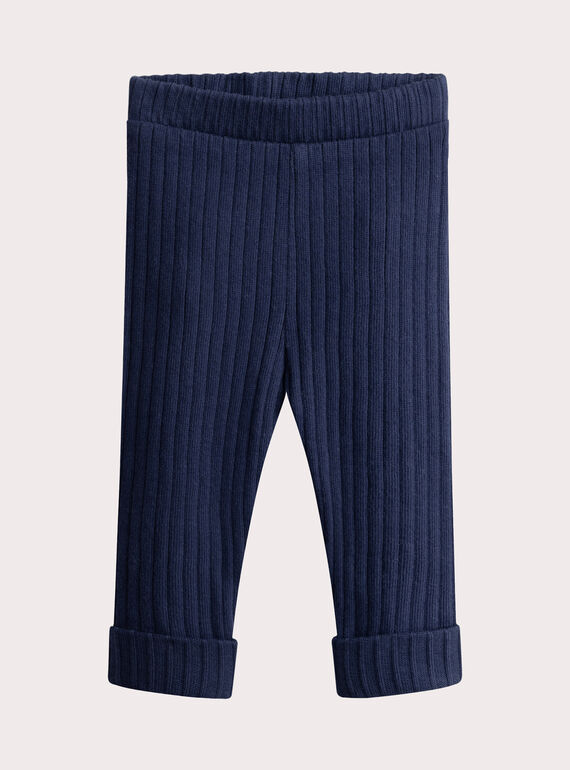 Legging marine en côte pour bébé fille VYIJOLEGCO3 / 24WI09G3CALC205