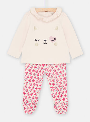 pyjama bebe fille ouverture devant avec motif chat blanc bebe