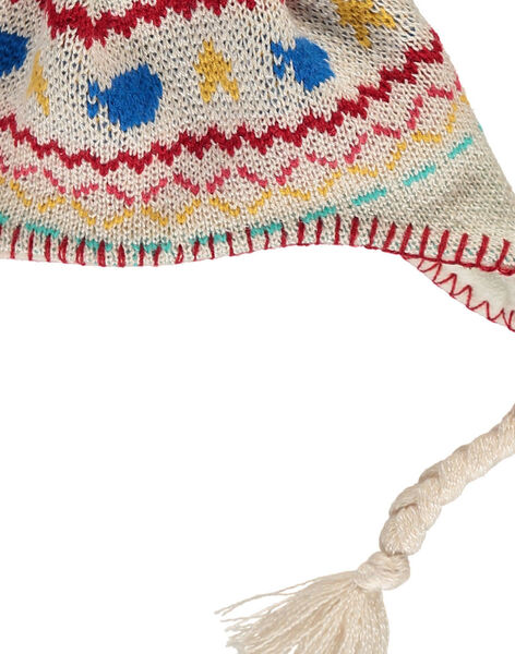 Bonnet péruvien en tricot avec détails brodés et pompon