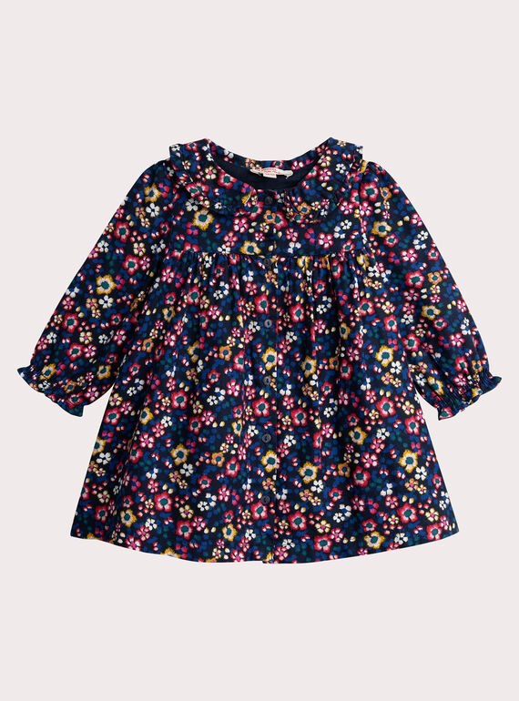 Robe bleu minuit à imprimé fleuri pour bébé fille VIROROB1 / 24WG09P1ROB070