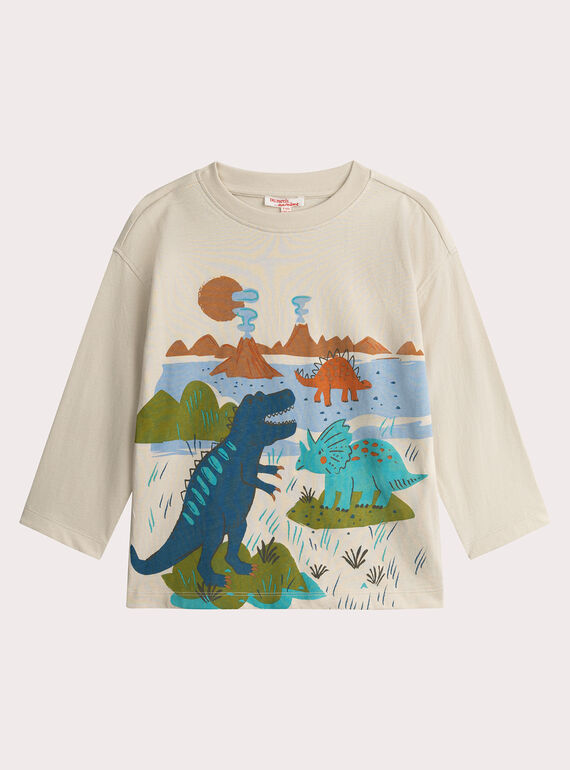 T-shirt blanc animation dinosaure pour garçon VOKLITEE2 / 24W90241TML632