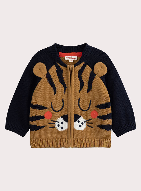 Gilet tricoté à animation tigre pour bébé garçon VUKOGIL / 24WG1031GILB101