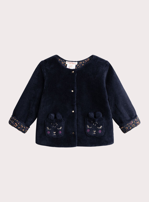 Cardigan bleu foncé révérsible pour bébé fille VIKOCAR3 / 24WG0933CARC205