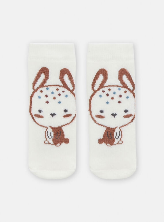 Chaussettes de naissance écrues à animation lapin VOU1CHO2 / 24WF42C1SOQ001